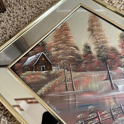 2 SIGNED PIECES OF ARTWORK AND A WALL CLOCK