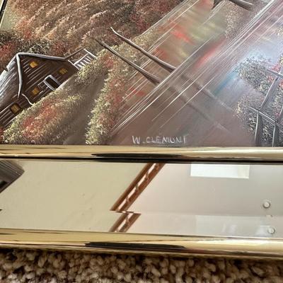 2 SIGNED PIECES OF ARTWORK AND A WALL CLOCK