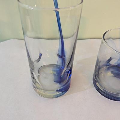 21 pcs- Libbey Drinking Glasses Blue Ribbon Impressions