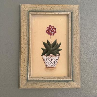 FRAMED GARDEN SCENE PICTURE AND 2 FRAMED FLORAL PICTURES
