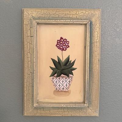 FRAMED GARDEN SCENE PICTURE AND 2 FRAMED FLORAL PICTURES