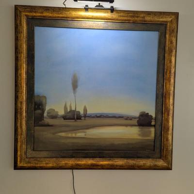 Framed Art Original Painting Signed by Artist with Attached Feature Light
