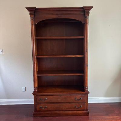 Hekman Wooden Bookcase with Drawers & Touch Lighting