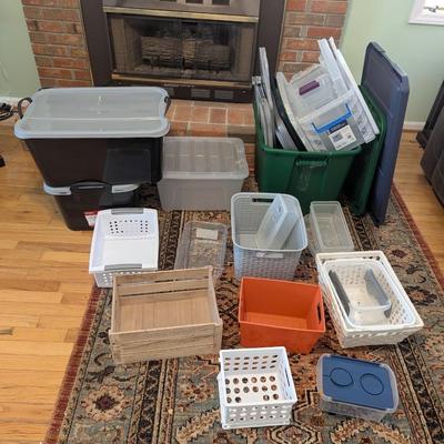 Assortment Of Bins Lids & Baskets