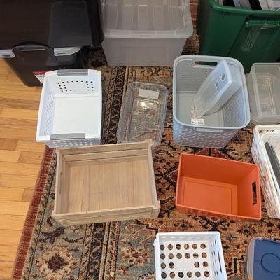 Assortment Of Bins Lids & Baskets