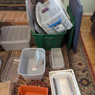 Assortment Of Bins Lids & Baskets