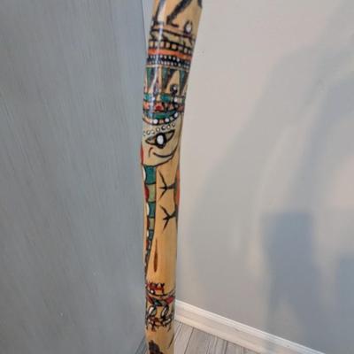 Signed Hand Painted Wooden Walking Stick