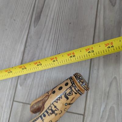 Signed Hand Painted Wooden Walking Stick