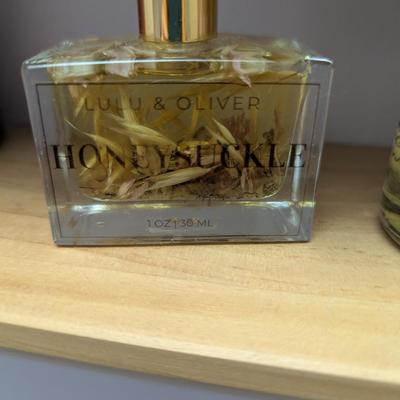 Floating Shelves With Perfume Bottles & More