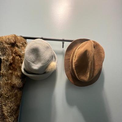 Vintage Blue Wool Coat W/Fur Collar & Matching Hat, Stetson Hat Plus More (LR-RG)