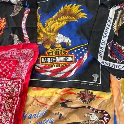 Vintage Bandana Lot - Harley Davidson, Cotton, Conditions Vary