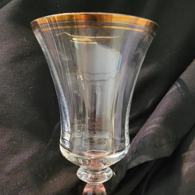 Seven Gold Rimmed Mikasa Wine Glasses (K-JS)