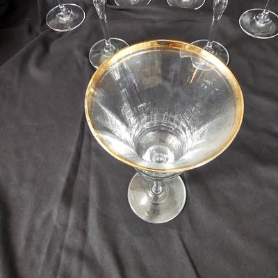 Seven Gold Rimmed Mikasa Wine Glasses (K-JS)