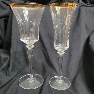 Mikasa Gold Rimmed Water Glasses & Champagne Flutes (K-JS)