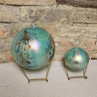 Sale Photo Thumbnail #100: Gorgeous Hand Blown Art Glass Balls made by Borowski Poland.