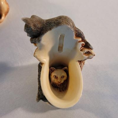 Six Cat Themed Figurines incl Harmony Kingdom and Pot Bellys (K-EL)