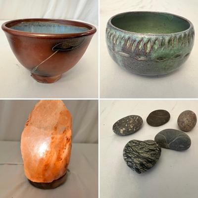 Salt Lamp, Stones, Pottery Bowls & More Earth Themed Decor (DR-RG)
