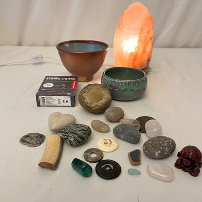 Salt Lamp, Stones, Pottery Bowls & More Earth Themed Decor (DR-RG)