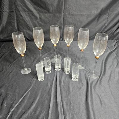 Sparkling MCM Champagne Flutes & Shot Glasses (K-JS)