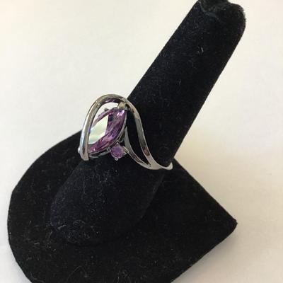 Gorgeous, gunmetal, gray, amethyst, crystal ring