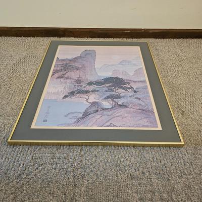 Pair of Gold Framed Asian Landscape Prints (LR-JS)