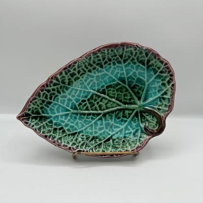 Antique Majolica Leaf Dish, Circa 1870