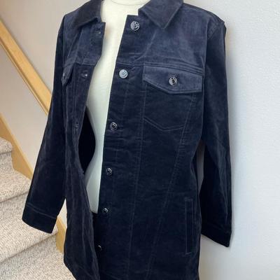New QVC Denim & Co Black Velveteen Jacket M