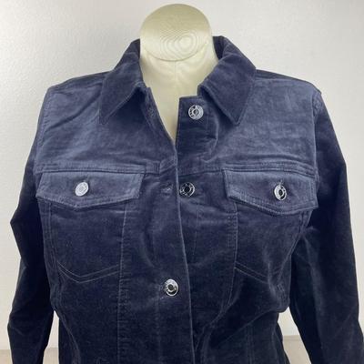 New QVC Denim & Co Black Velveteen Jacket M