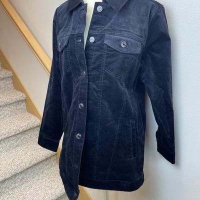 New QVC Denim & Co Black Velveteen Jacket M
