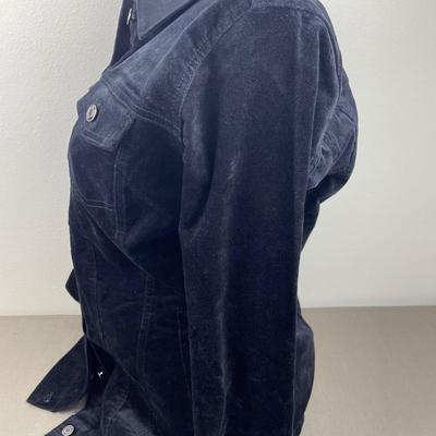New QVC Denim & Co Black Velveteen Jacket M