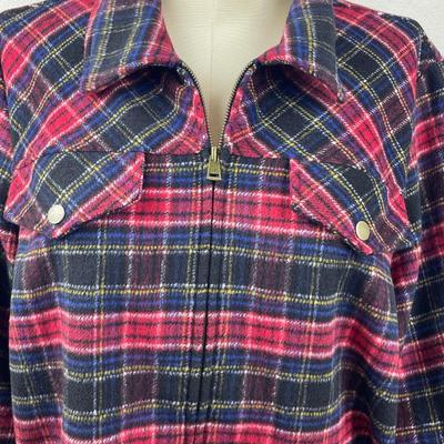New CJ Banks Red Plaid Zip Bomber Jacket 2X