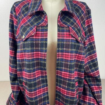 New CJ Banks Red Plaid Zip Bomber Jacket 2X