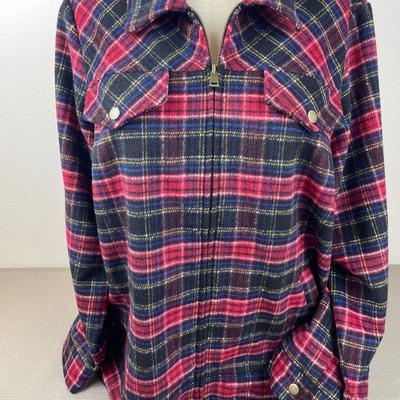 New CJ Banks Red Plaid Zip Bomber Jacket 2X