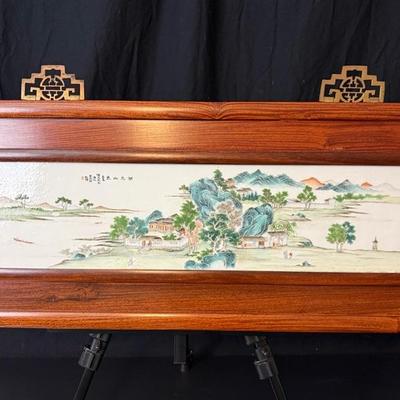 Antique Porcelain Tile In Wood Frame - Over 100 years old!