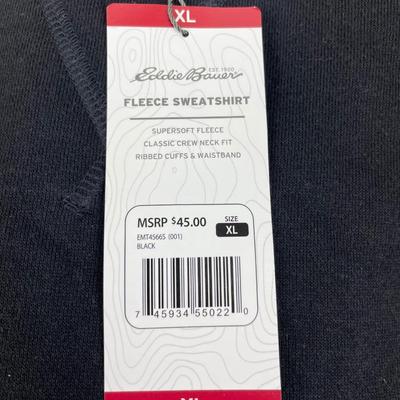 New Men’s Eddie Bauer Black Crew Neck Sweatshirt XL