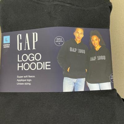 Unisex GAP Black Hoodie Sweatshirt Embroidered Large