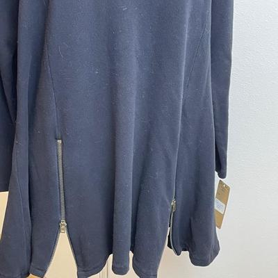 Black Knit Tunic Double Front Zip New XL 16