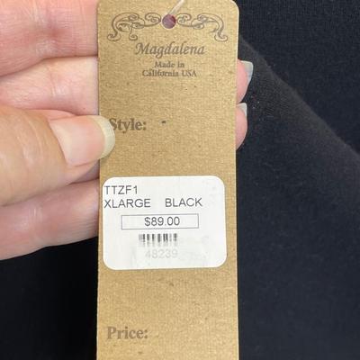 Black Knit Tunic Double Front Zip New XL 16