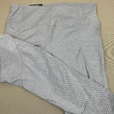 2 Pair New Grey Perforated Leggings XL