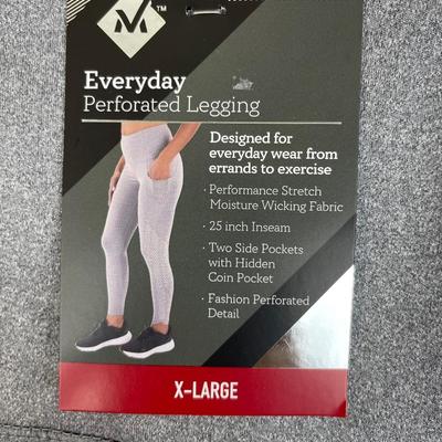 2 Pair New Grey Perforated Leggings XL