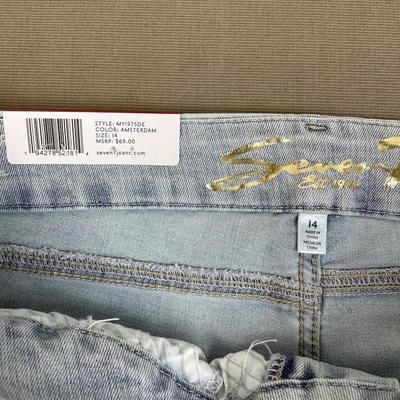 Seven7 Tummy Less High Rise Skinny Distressed Jeans 14