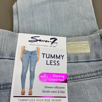 Seven7 Tummy Less High Rise Skinny Distressed Jeans 14