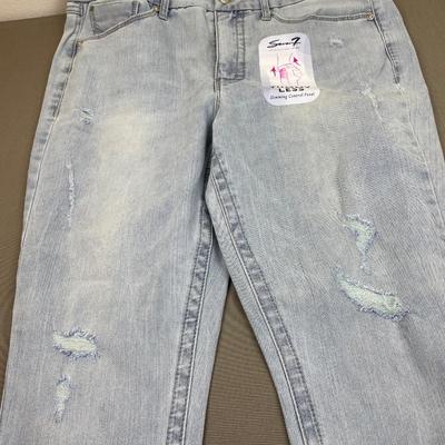 Seven7 Tummy Less High Rise Skinny Distressed Jeans 14