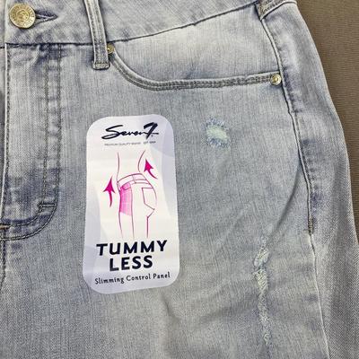 Seven7 Tummy Less High Rise Skinny Distressed Jeans 14