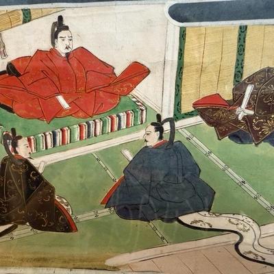 Very Large Antique Japanese Scroll In Plexiglass