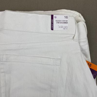 Gloria Vanderbilt White Skimmer Capri Pants 16