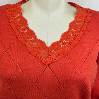 New QVC Colleen Lopez Orange Sweater L