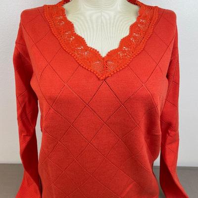 New QVC Colleen Lopez Orange Sweater L