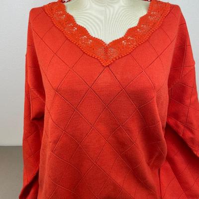 New QVC Colleen Lopez Orange Sweater 2X
