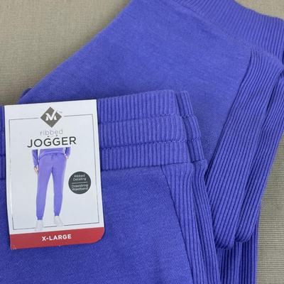 New Purple Ribbed Joggers Women’s XL